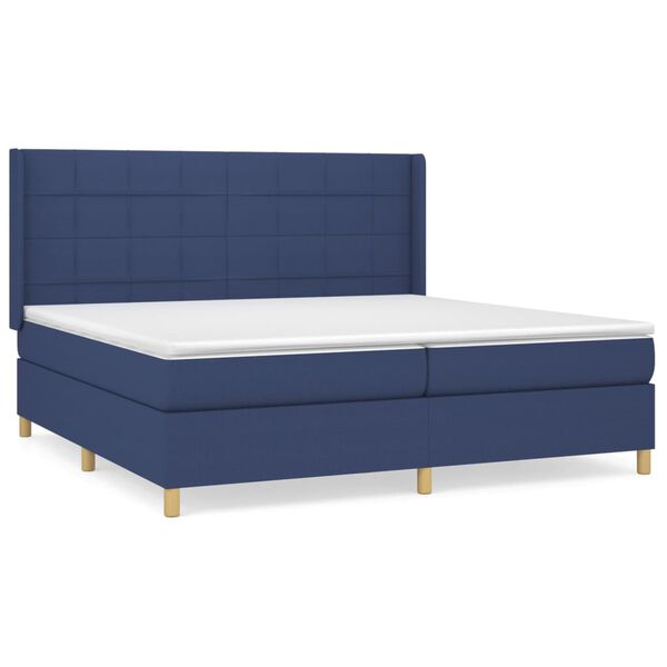 vidaXL Boxspring met matras stof blauw 200x200 cm