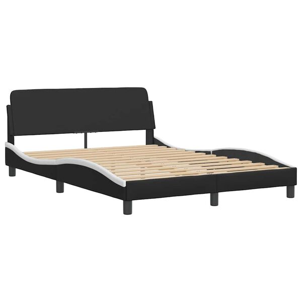 vidaXL Bedframe "Dover" kunstleer zwart en wit 140x190 cm