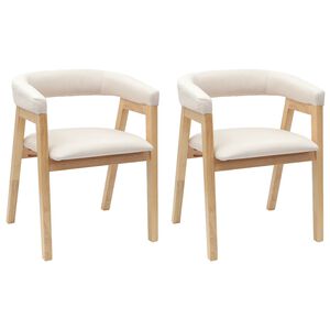 vidaXL Eettafelstoelen 2 st Massief Rubberhout Naturel 54 x 57 x 73 cm