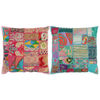 vidaXL Kussens patchwork handgemaakt 45x45 cm roze/turquoise 2 st