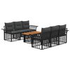 vidaXL Tuinbankenset 7 st Zwart en Donkergrijs poly rattan