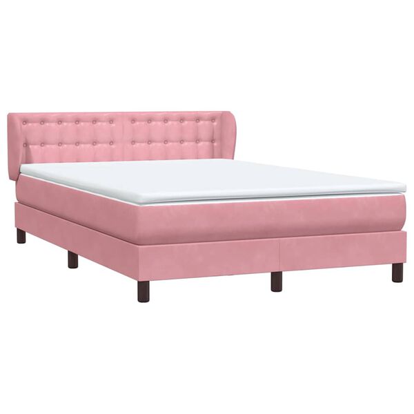 vidaXL Boxspring met matras fluweel roze 140x210 cm