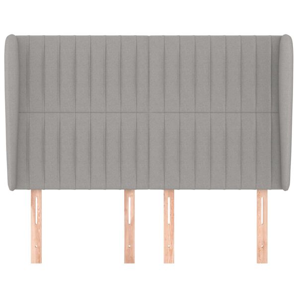 vidaXL Hoofdbord met randen 147x23x118/128 cm stof lichtgrijs