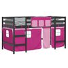 vidaXL Kinderhoogslaper met gordijnen 90x190 cm grenenhout roze