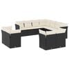 vidaXL 11-delige Loungeset met kussens poly rattan zwart