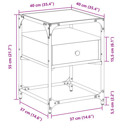 vidaXL Nachtkastjes 40x40x55 cm bewerkt hout grijs sonoma