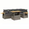 vidaXL 6-delige Loungeset met kussens poly rattan grijs