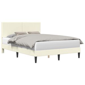 vidaXL Bedframe met hoofdeinde Cr&egrave;mekleurig 120 x 200 cm Katoen Stof