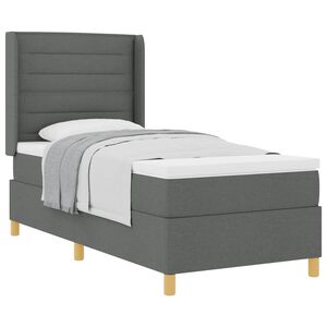 vidaXL Boxspringbed met matras Donkergrijs 90 x 200 cm Stof