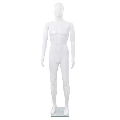 vidaXL Etalagepop mannelijk met glazen voet 175 cm glanzend wit