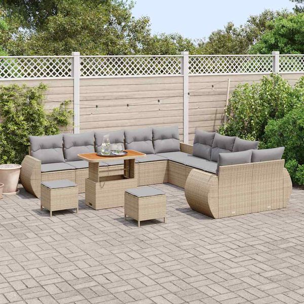 vidaXL Tuinbankenset 13 pcs Beige poly rattan