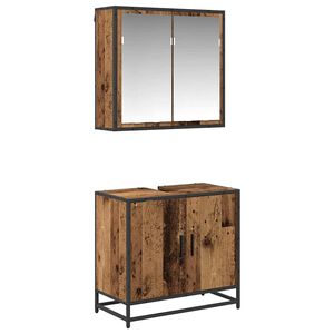 vidaXL Badkamermeubelset met plank 2 pcs Oud Hout Bewerkt hout
