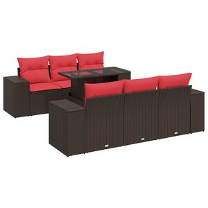 vidaXL 7-delige Loungeset met kussens poly rattan acacia bruin