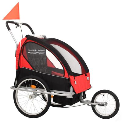 Grafiek Turbine rekken vidaXL Fietskar voor kinderen en wandelwagen 2-in-1 zwart en rood online  kopen | vidaXL.be