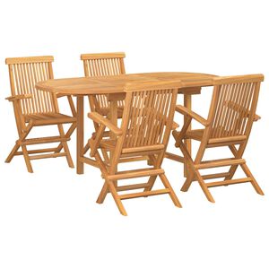 vidaXL Tuin eettafelset 5 st Bruin Massief Teakhout