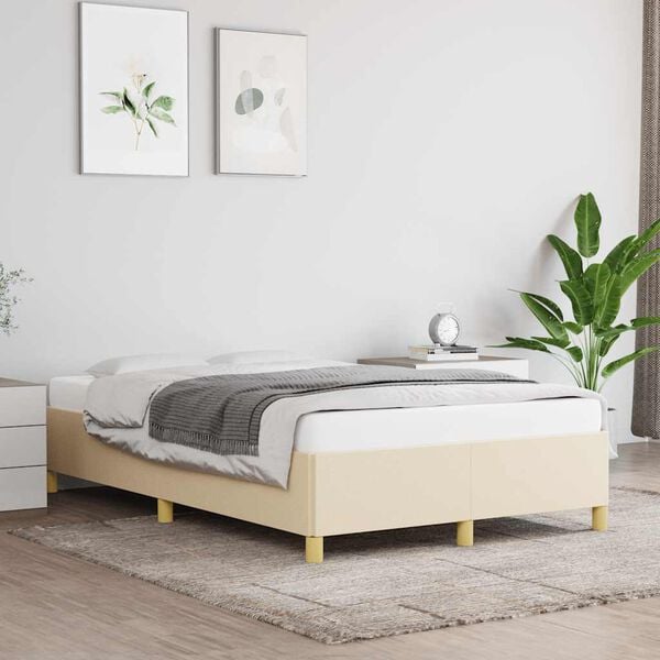 vidaXL Bedframe zonder matras 120x190 cm stof cr&egrave;mekleurig