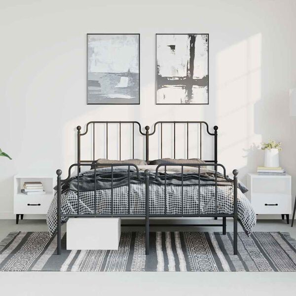 vidaXL Bedframe met hoofd- en voeteneinde&nbsp;metaal zwart 183x213 cm