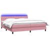 vidaXL Boxspring met matras en LED fluweel roze 200x210 cm
