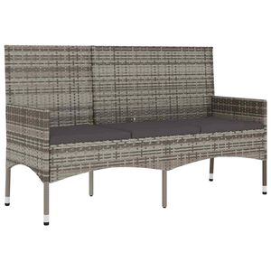 vidaXL Tuinbank 3-zits met kussens poly rattan grijs
