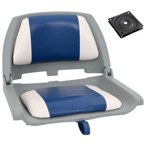 vidaXL 2-delige Bootstoelenset met blauw-witte kussens inklapbaar