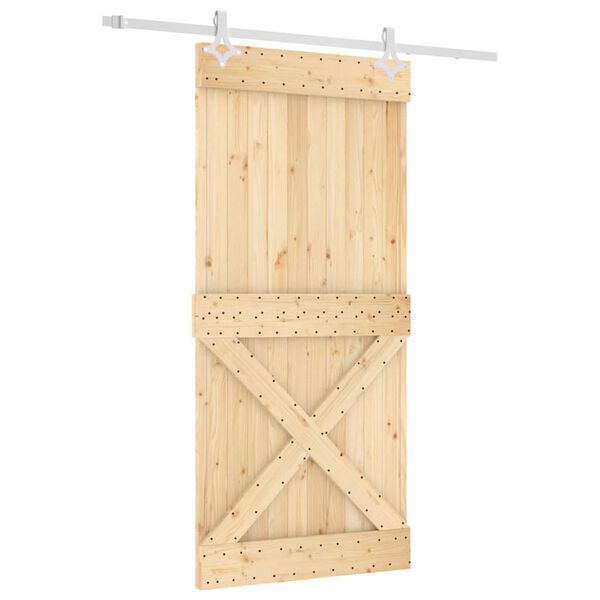 vidaXL Schuifdeur met beslag 95x210 cm massief grenenhout