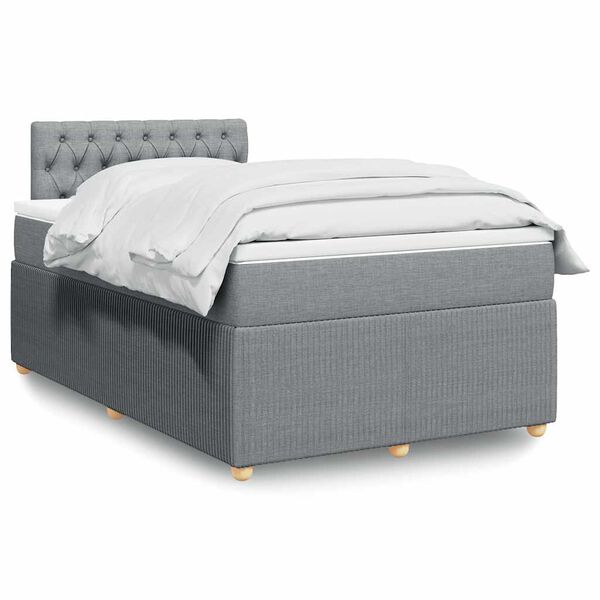 vidaXL Boxspring met matras stof lichtgrijs 120x190 cm