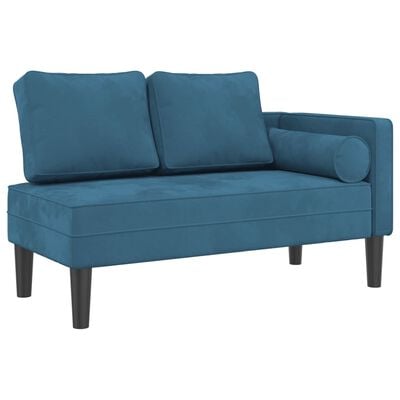 vidaXL Chaise longue met kussens fluweel blauw