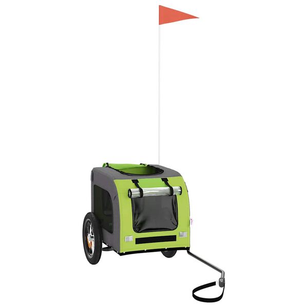 vidaXL Hondenfietstrailer oxford stof en ijzer groen en grijs