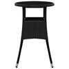 vidaXL Tuintafel &Oslash;60x75 cm gehard glas en poly rattan zwart