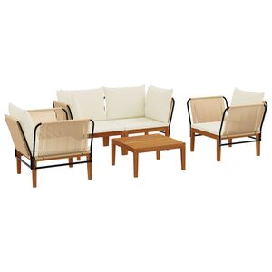 vidaXL 5 pcs Massief acaciahout & touw Naturel