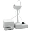 vidaXL Camping Toilet Set 2 st Grijs en Wit Hogedichtheid polyethyleen