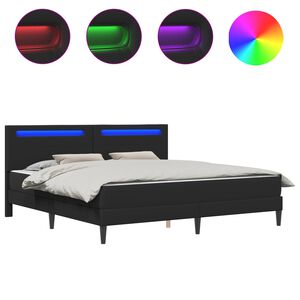 vidaXL Bedframe met LED-stripverlichting Zwart 180 x 200 cm Kunstleer