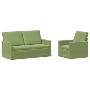 vidaXL Bankstel 2 pcs Lichtgroen fluweel