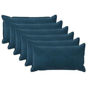 vidaXL Kussen met kussen HOUTEN 6 st Blauw fluweel