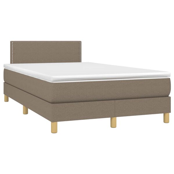 vidaXL Boxspring met matras stof taupe 120x190 cm