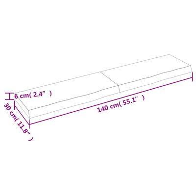 vidaXL Wastafelblad 140x30x(2-6) cm behandeld massief hout lichtbruin