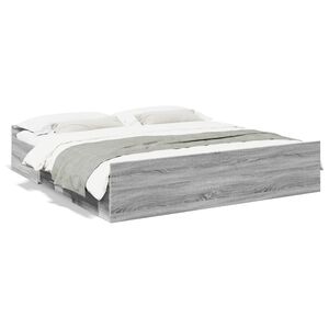vidaXL Bedframe met lades bewerkt hout grijs sonoma eiken 200x200 cm