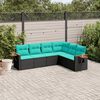 vidaXL 6-delige Loungeset met kussens poly rattan zwart