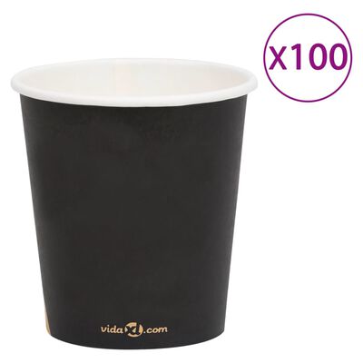 vidaXL 100 st Koffiebekers 200 ml papier zwart