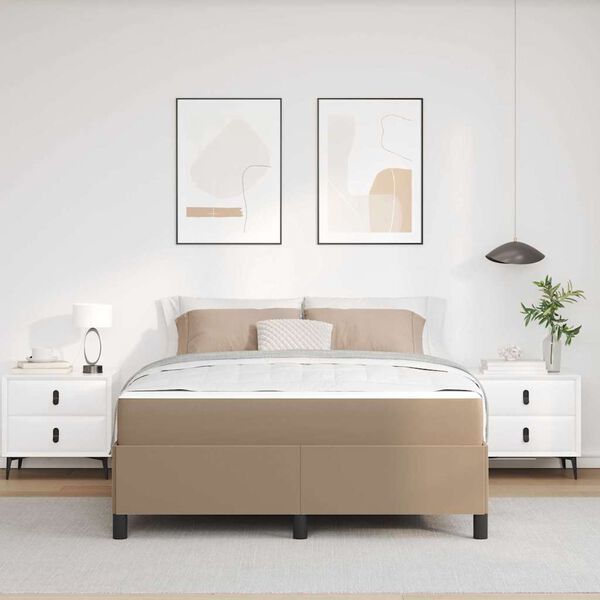 vidaXL Bedframe met matras Cappuccino 160 x 200 cm Kunstleer