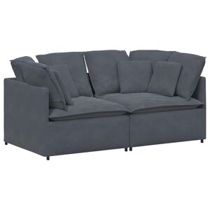 vidaXL Modulaire bank met kussens fluweel donkergrijs