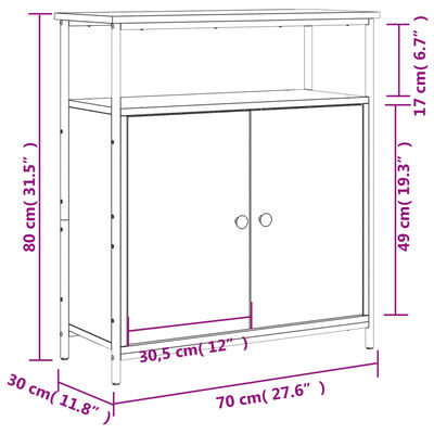 vidaXL Dressoir 70x30x80 cm bewerkt hout gerookt eikenkleurig