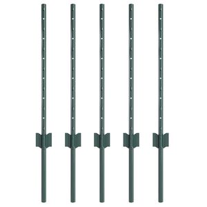 vidaXL Ingelaten hekpost 5 pcs Groen 100 cm Gepoedercoat staal