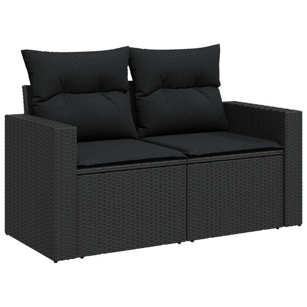 vidaXL Tuinbankenset met kussen 12 pcs Zwart poly rattan
