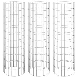 vidaXL Gabion plantenbakken 3 st rond verhoogd &Oslash;30x100 cm staal