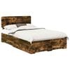 vidaXL Bedframe met lade Gerookt eiken 135 x 190 cm Bewerkt hout