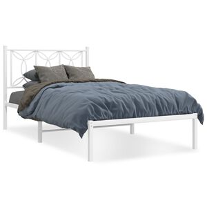 vidaXL Bedframe met hoofdbord metaal wit 100x190 cm