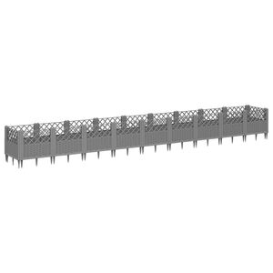 vidaXL Plantenbak met pinnen 363,5x43,5x43,5 cm polypropeen lichtgrijs