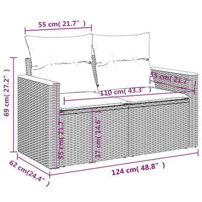 vidaXL 13-delige Loungeset met kussens poly rattan grijs