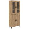 vidaXL Hoge kast 2 pcs Artisan Eiken Geengineerd Hout en Glas